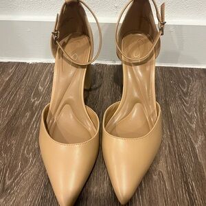Jessica Simpson Nude Ankle Strap Heels